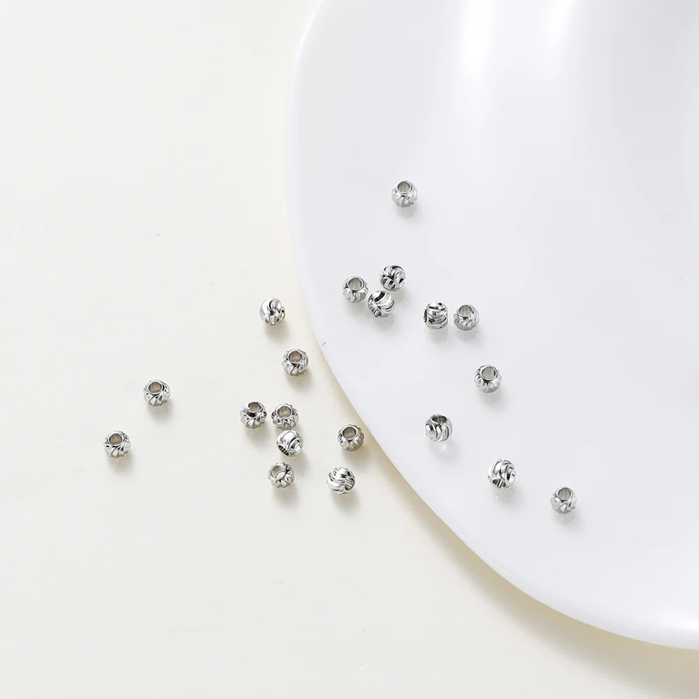 50 unidades de accesorios de joyería DIY chapados en oro de 14K y 18K, cuentas de flores cortadas a rayas de 2,5, 3, 4, 5 y 6 mm, cuentas espaciadoras a granel para manualidades de abalorios