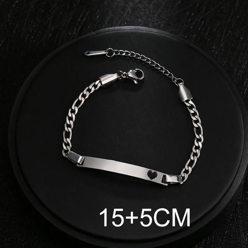 Bluelory personalisiertes Armband für Herren und Damen, Edelstahl, verschiedene Stile, leeres Namensschild, Herzarmband, Party-Schmuckgeschenk