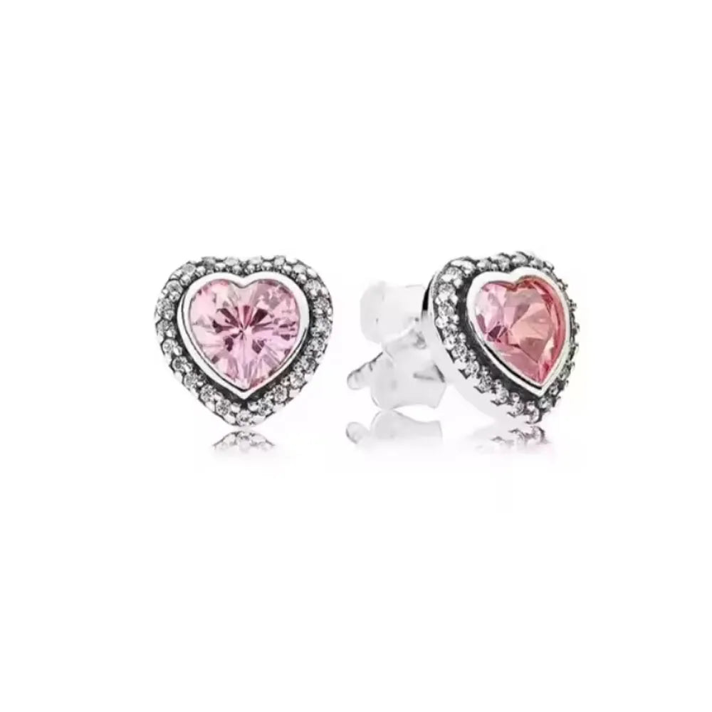 Neue S925 Silber Herz-Stein-Ohrstecker geeignet für Valentinstag, Muttertag, Jubiläumsgeschenk DIY Charm-Schmuck