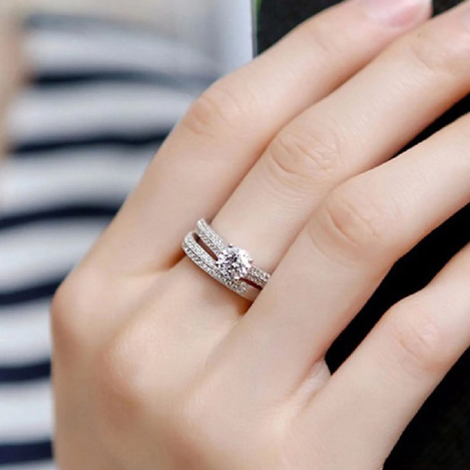 1 Paar Vintage Halo 925 Sterling Silber Ehering Set für Frauen Damen Jahrestagsgeschenk Schmuck Großhandel