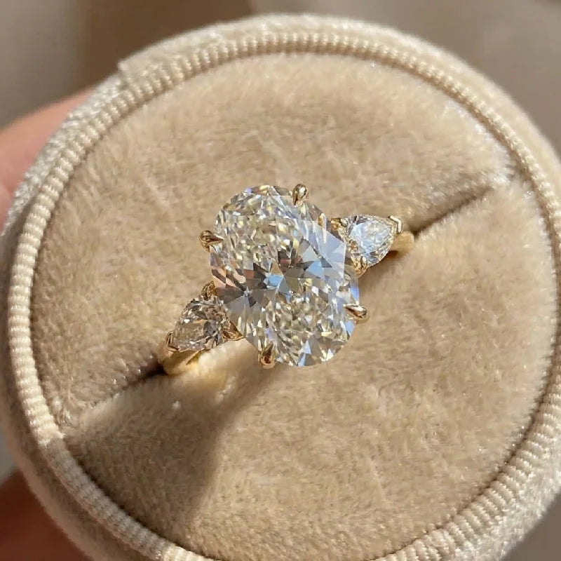 925 Sterling Silber Zirkonia Wunderschöne glänzende ovale Steinringe für Frauen Verlobung Hochzeit Luxus Hochwertiger Feiner Schmuck