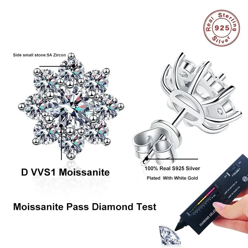NeeTim 0.5ct Moissanit Ohrstecker für Damen 925 Sterling Silber mit Weißgold überzogenen Diamant Ohrsteckern Hochzeitsschmuck
