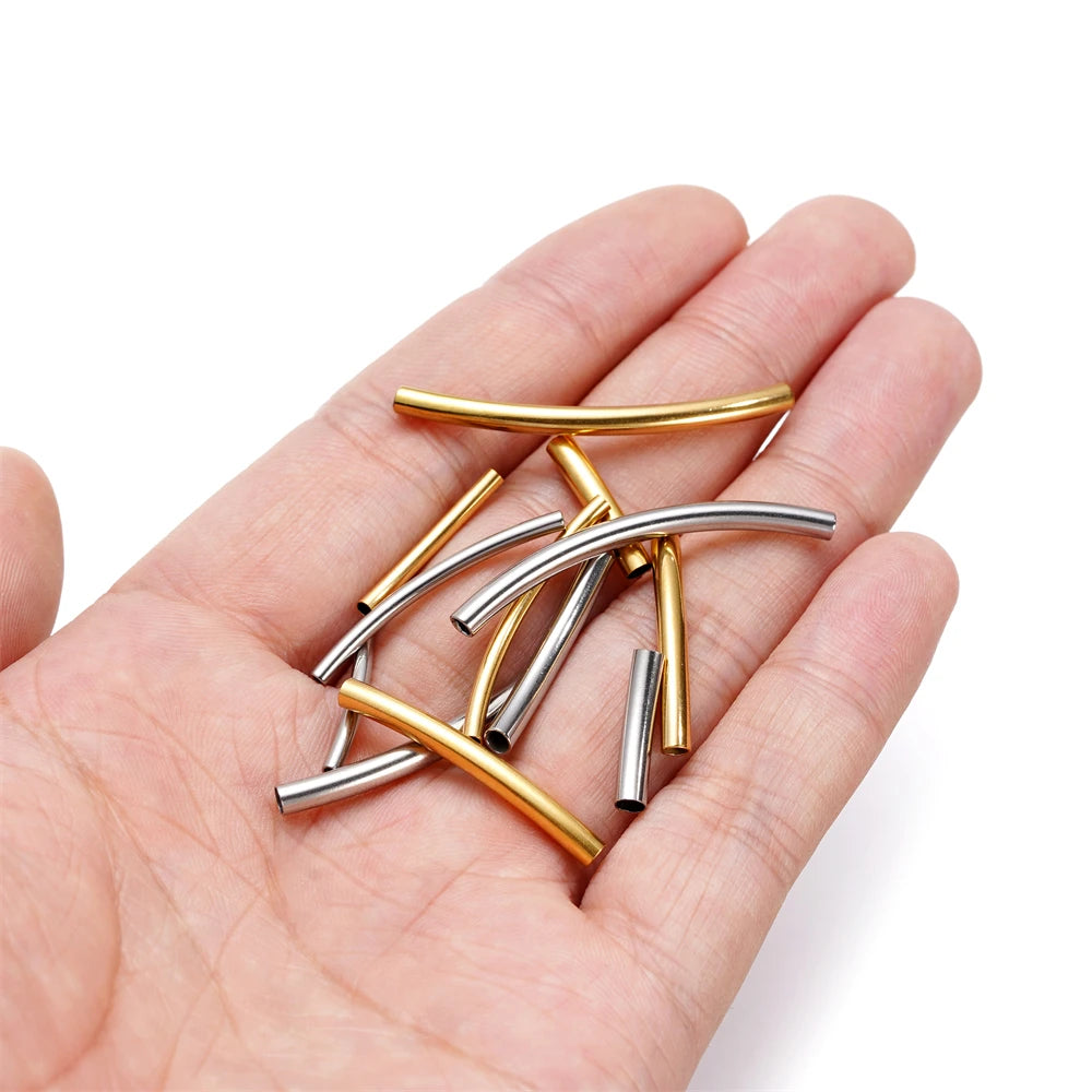 10 Stück/Packung Edelstahl gebogene Röhren-Abstandshalter Perlen Verbinder für handgemachte DIY Schmuckherstellung Armband Halskette Zubehör