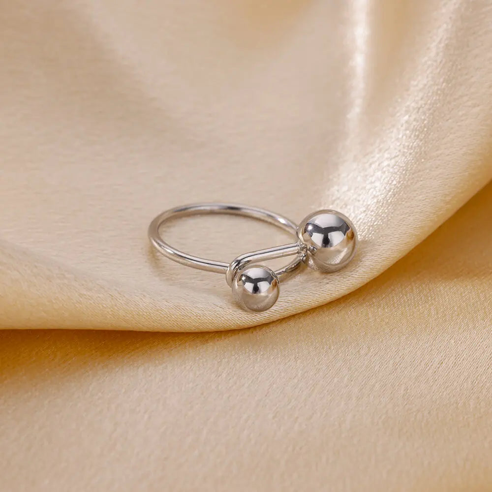 Punk Chunky Ball Ringe für Frauen Männer Gold Farbe Edelstahl Angstperlen Ring Trendy Schmuck Finger Accessoires Geschenk BFF