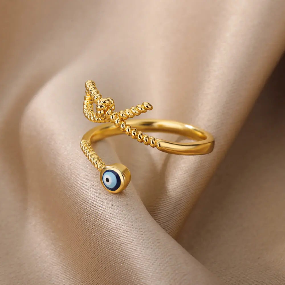 Böse Augen Ringe für Damen Edelstahl Türkischer Augenring Hochzeit Gothische Ästhetik Schmucksets anillos bague bijoux