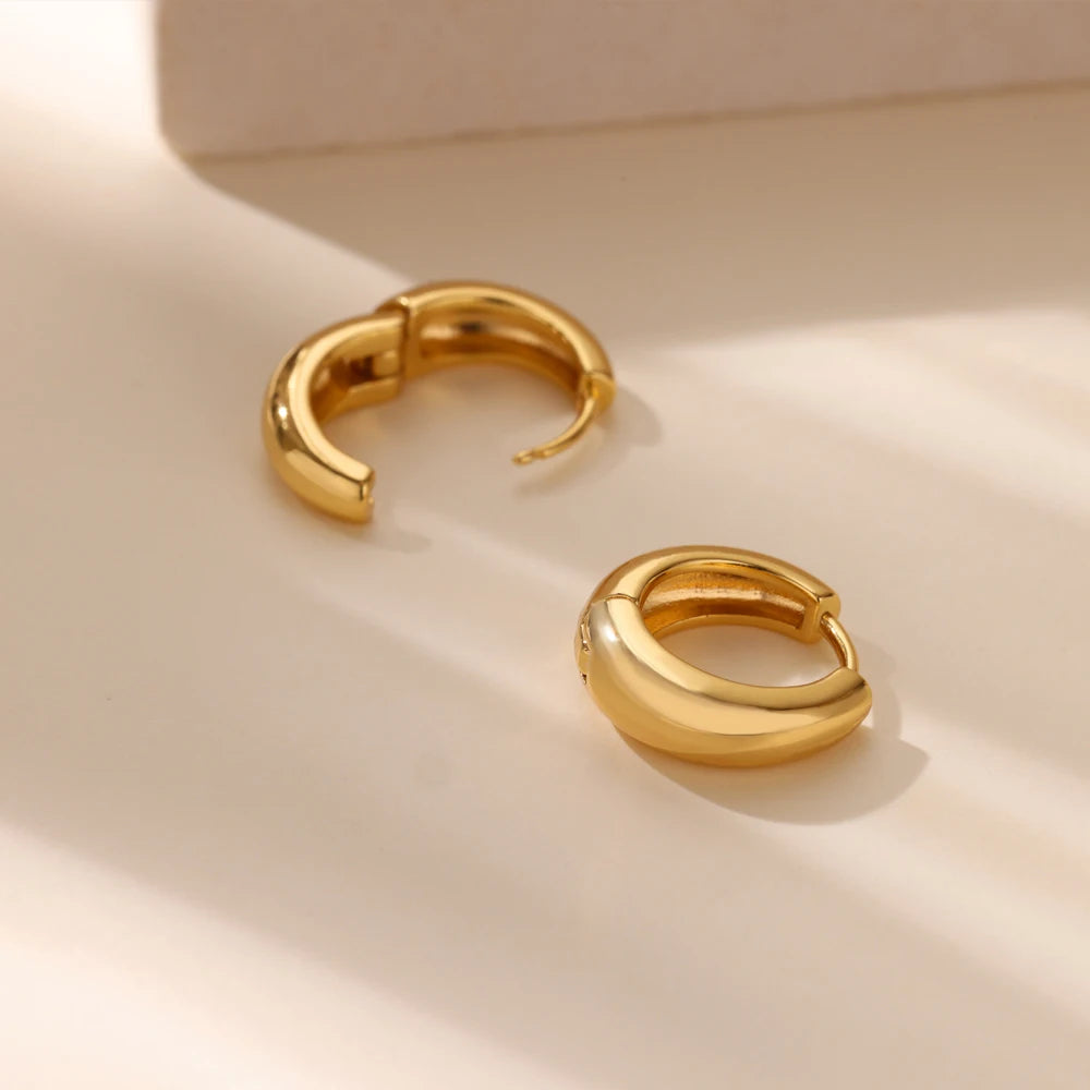 Klassische Creolen für Damen, klobig, Edelstahl, goldfarben, Ohrring, Trend 2025 Neu in minimalistischem Pendientes Schmuck Aretes