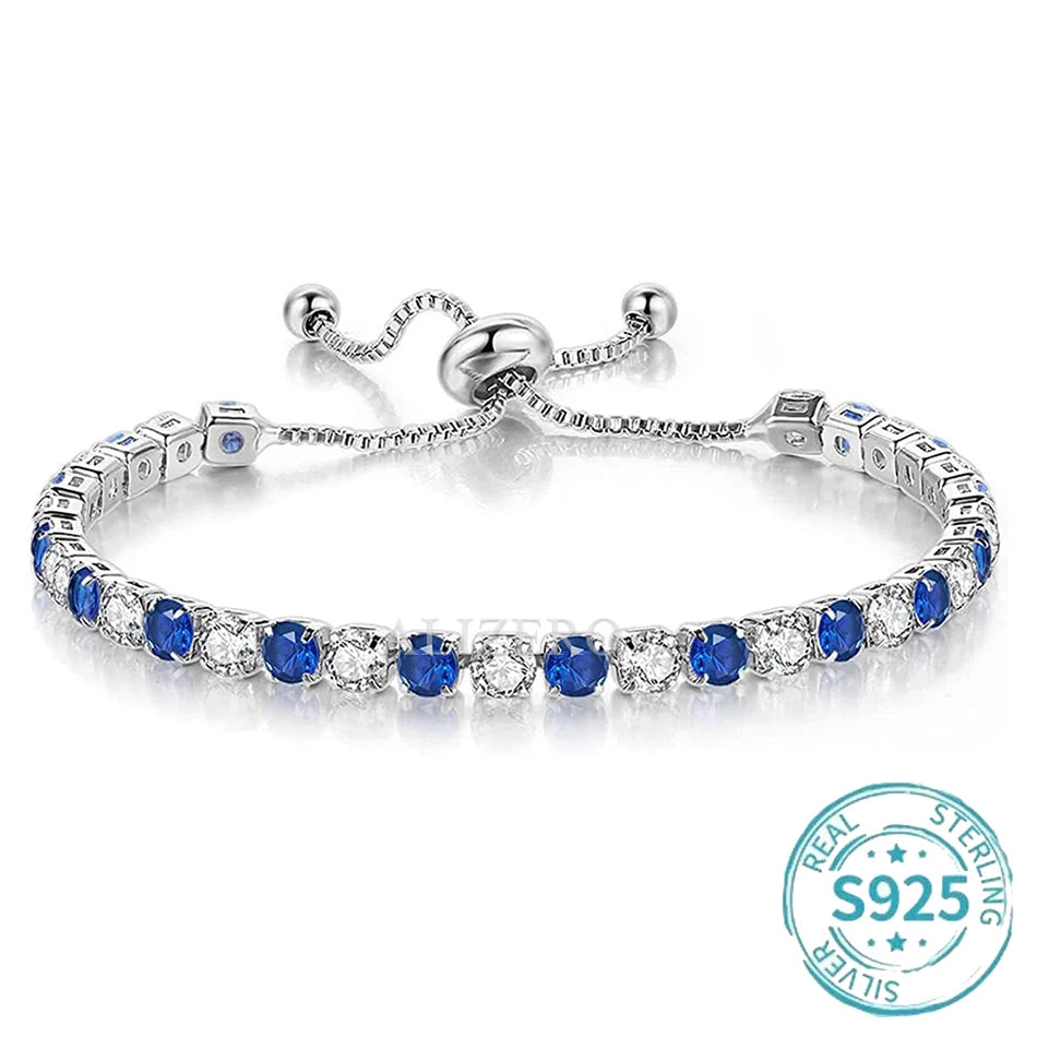 ALIZERO S925 Sterling Silber Armband Original Mehrfarbige Zirkonia Tennisarmbänder für Damen Mode Luxus Charm Schmuck
