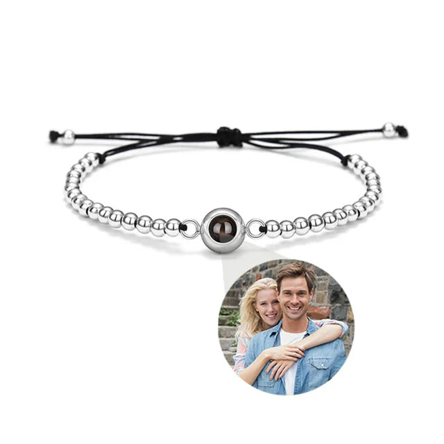 Kundenspezifisches Armband mit Bild im Inneren, Titan-Edelstahl-Kubanische Gliederkette, Armband mit personalisierter Fotoprojektion für Männer und Frauen