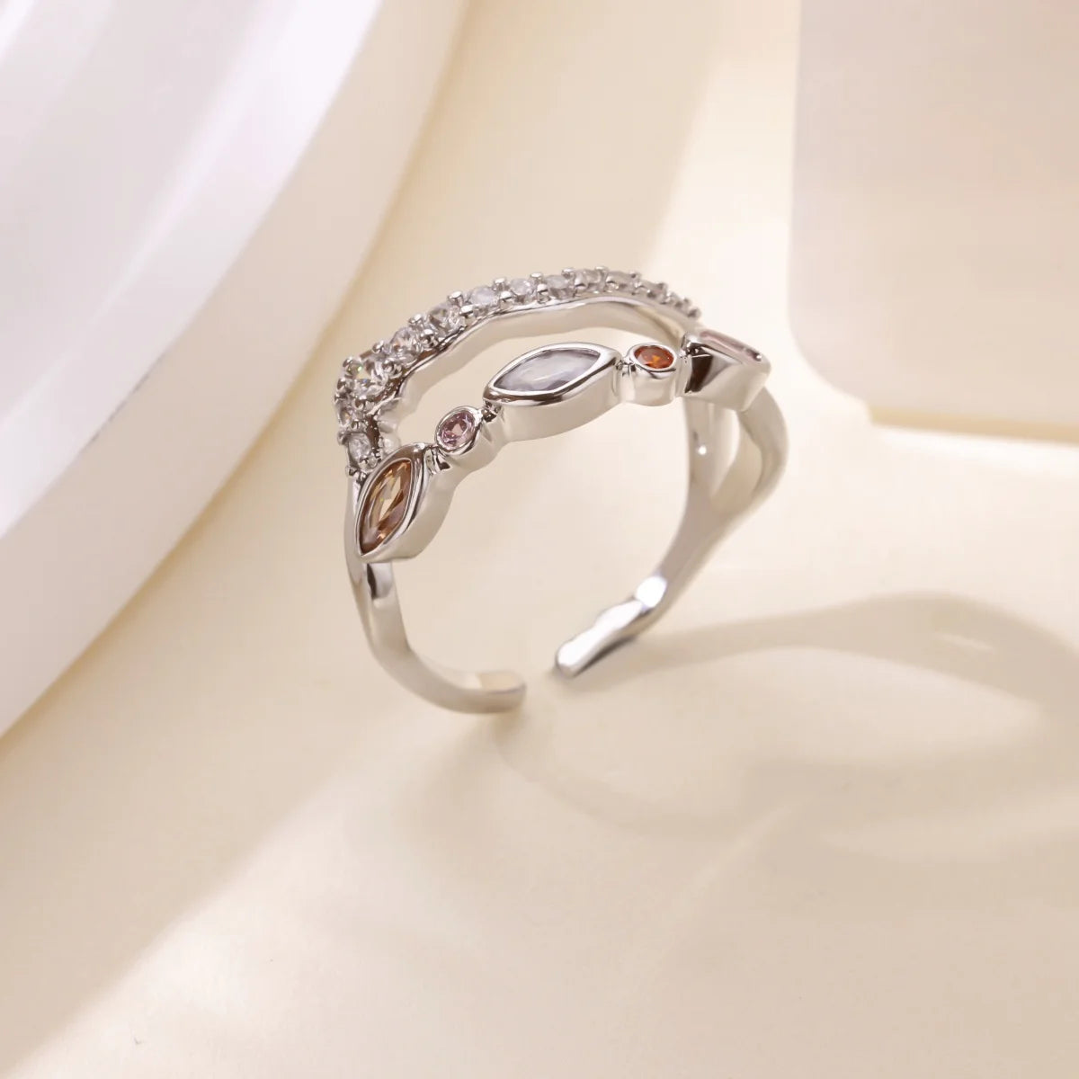 Modische pinke Herz-Zirkonringe für Frauen Goldfarbener Edelstahl Imitation Perlenring Elegantes ästhetisches Hochzeitsschmuckgeschenk