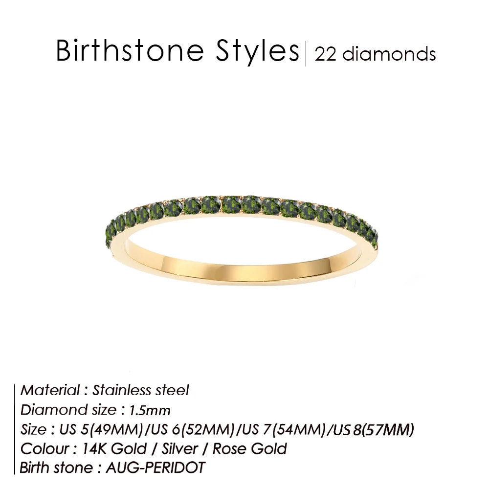 Edelstahl Geburtssteinring für Damen 12 Sternzeichen Mode Farbige Strassringe Jubiläum Hochzeit Geschenk Schmuck Großhandel