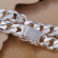 Neues High-End Damen Herren Feinsilberfarbenes Armband Mode Schmuck Geschenk Herren Quadrat Schöner Edelstein