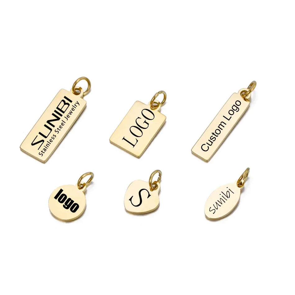 SUNIBI Individuelle Logo-Anhänger Edelstahl-Charms für Halsketten Armbänder 6 Größen zur Auswahl Schmuck