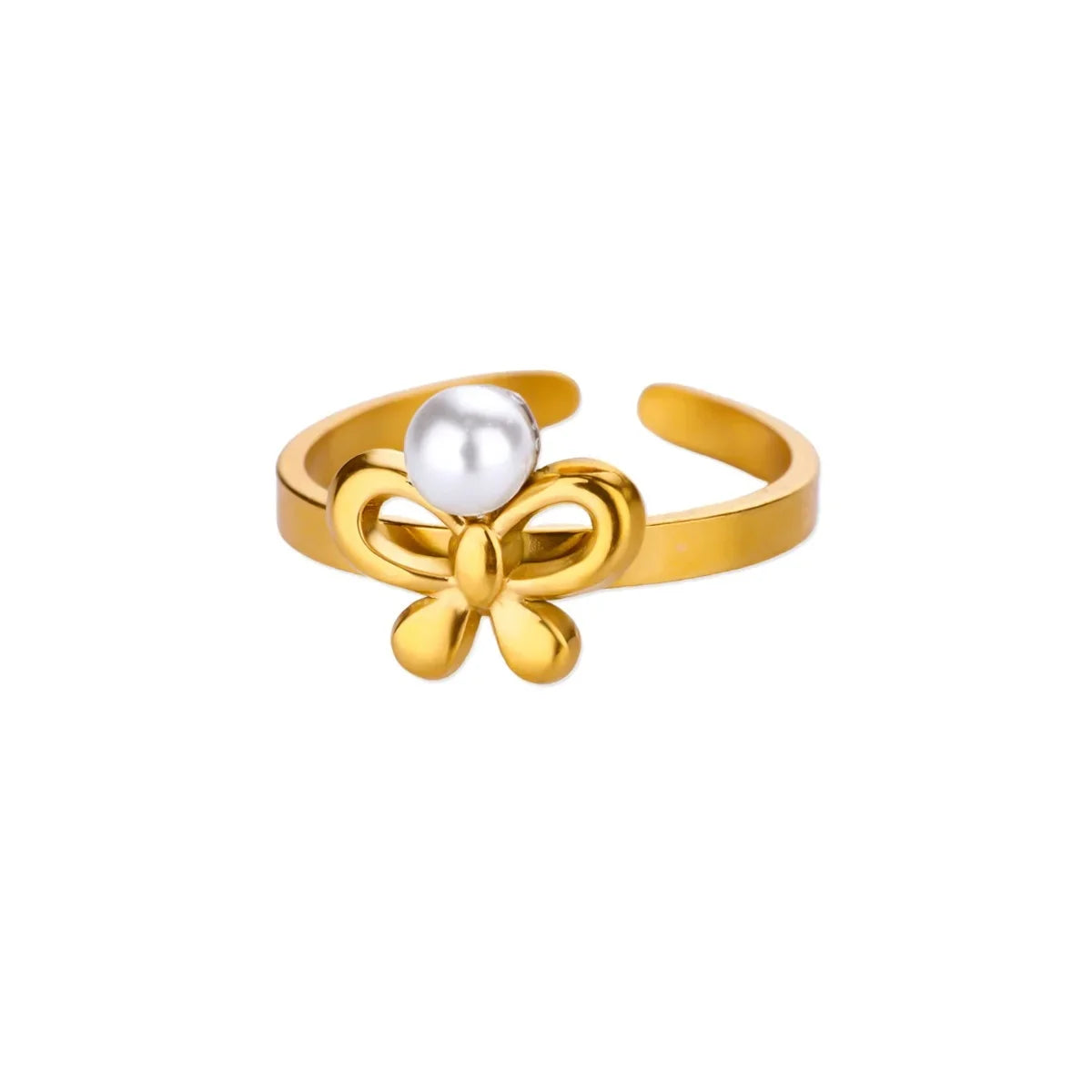 Luxus Zirkonia Schmetterlingsblumenringe für Frauen Edelstahl Goldfarbe Günstiger Ring Mode Hochzeits-Paar y2k Schmuck anillos