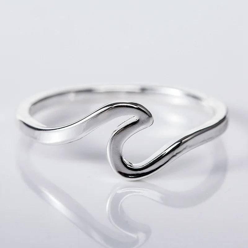 Fashion Simple Boho Jewelry Wave Stainless Steel Ring Women Bohemian Trending Products Women's Stainless Steel Jewelry
