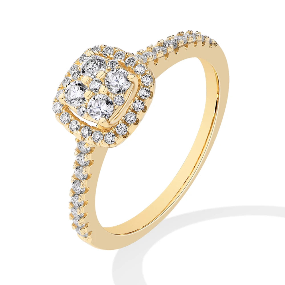 MINTYBOX S925 Sterlingsilber Halo Moissanit Verlobungsring für Damen Klassische Labor-Diamantringe 18K vergoldet Hochzeit Edler Schmuck