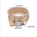 3er-Set Herz-Schloss-Schlüssel Musikzeichen Charme Armband Eule Roségold Beschichtung Silberfarbe Kette Eule Charm Armreif Schmuckset