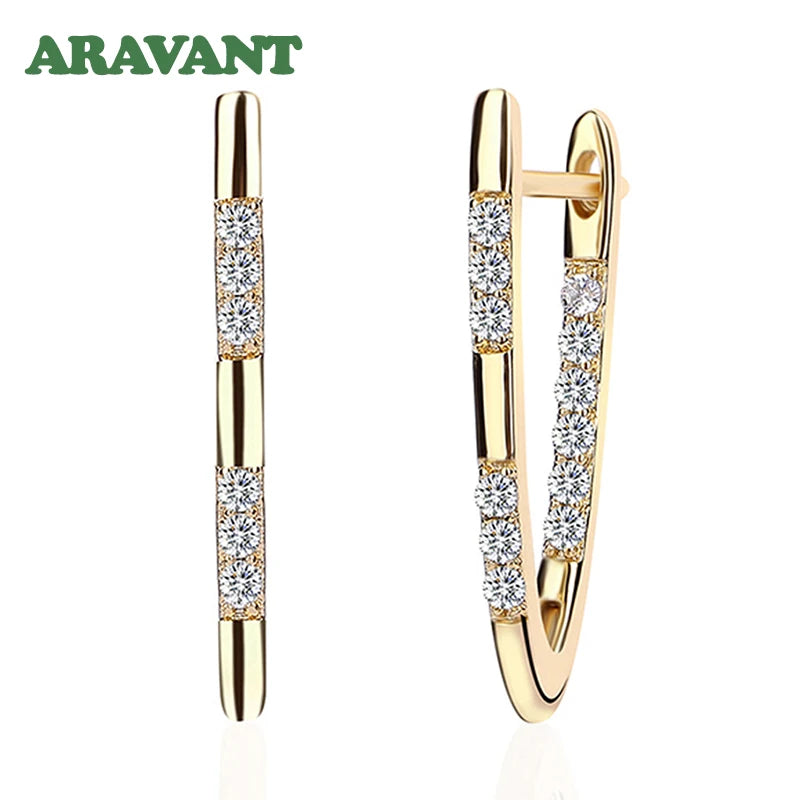 Aravant 925er Silber 18K Gold Zirkonia Creolen für Damen Modeschmuck