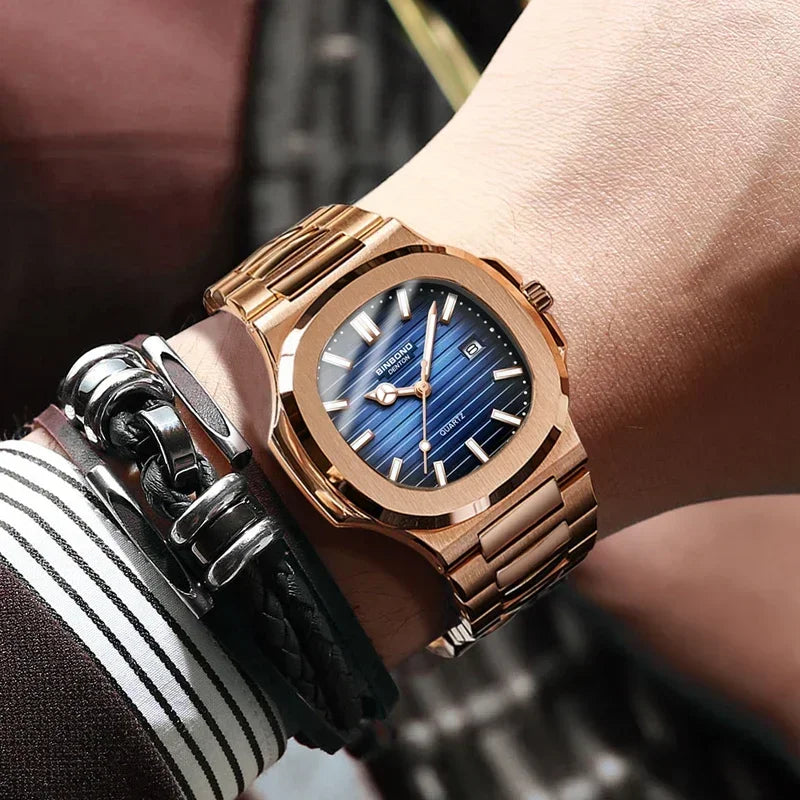 Nuevo Hombre de Suiza Reloj Informal de Oro Rosa Hombres Lujo Reloj Automático Relojes de Pulsera de Cuarzo de Moda Masculina Todo Por 1 Real