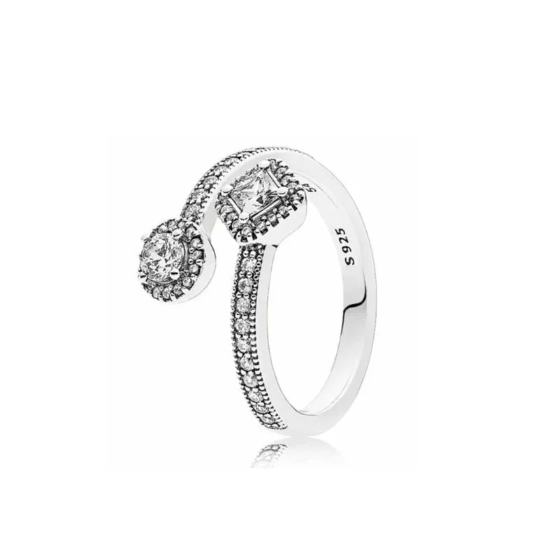 925er Silber Damenschmuck Ring Größe 6 7 8 9 Pinker Herz Zirkonia Stein Rot Schwarz Ringe DIY Geburtstagsgeschenk Party
