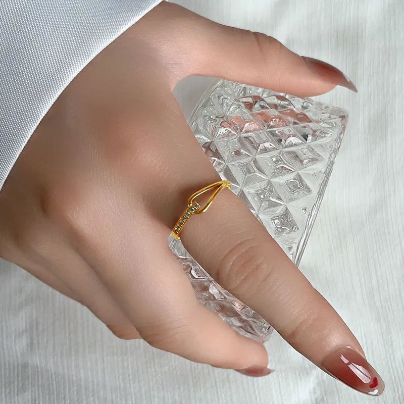 Edelstahl Pave Zirkonia Hohler Ring Ehering für Frauen Mädchen Größe 5-10