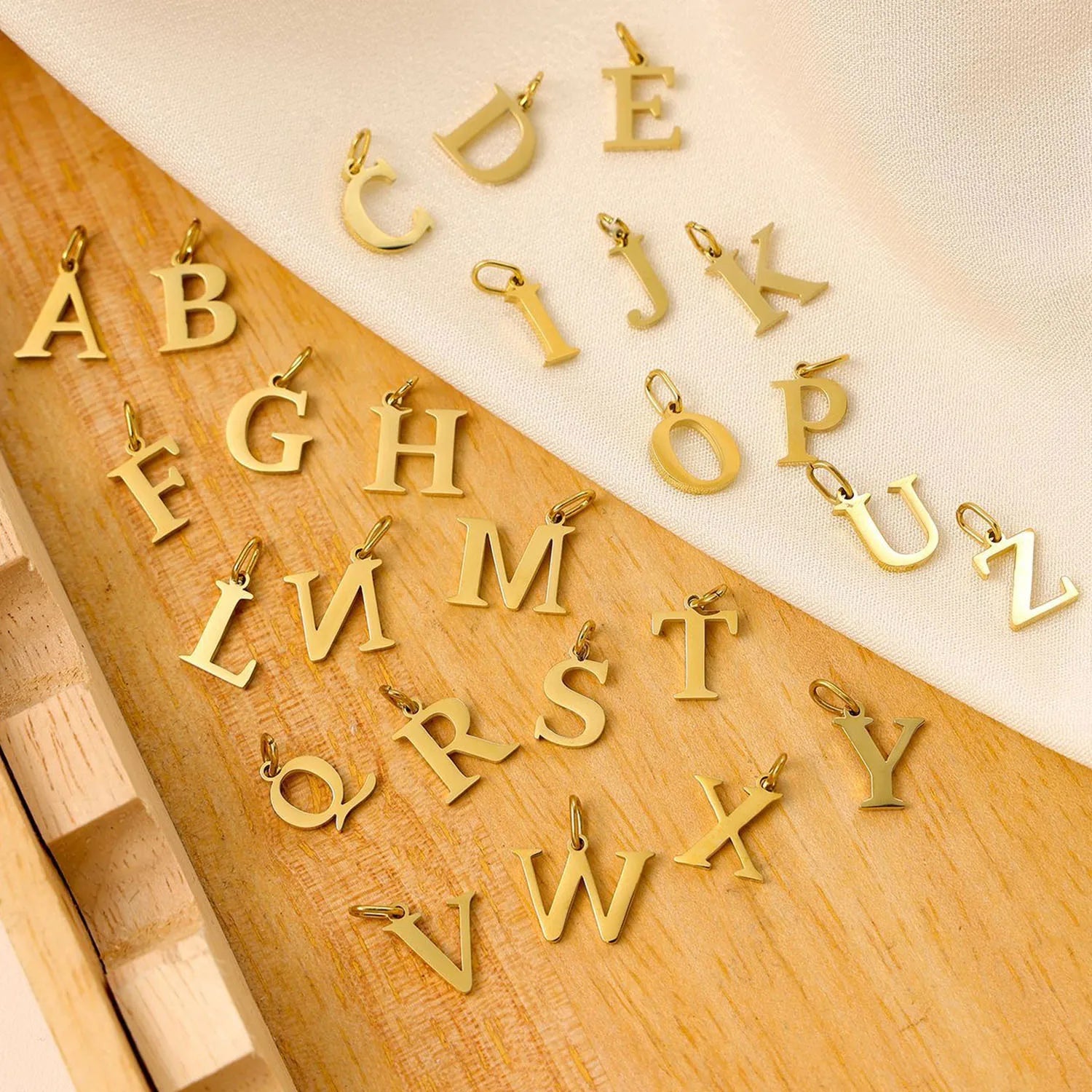 10PCS 26 Letters Stainless Steel Cut Alphabet Pendant for DIY Woman Necklace Ladies Jewelry Accessories Wholesale Dropshipping