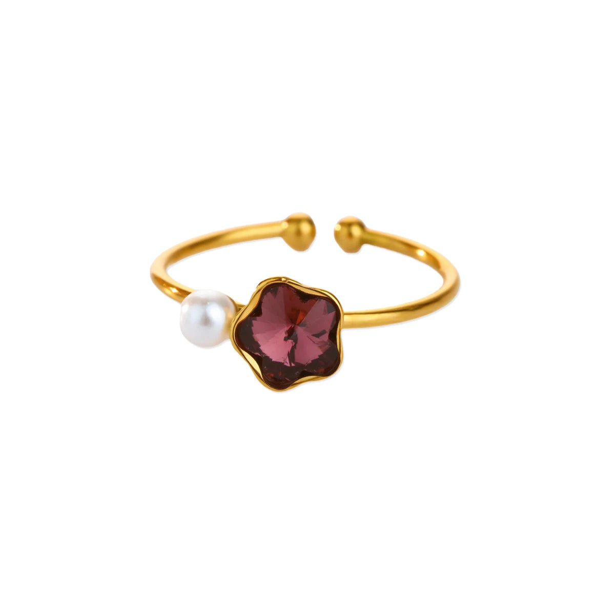 Edelstahl Vierblättriges Kleeblatt Ringe für Frauen Goldfarbe Zirkon Öffnung Paar Ring Ästhetischer Hochzeit Bohème Schmuck Geschenk