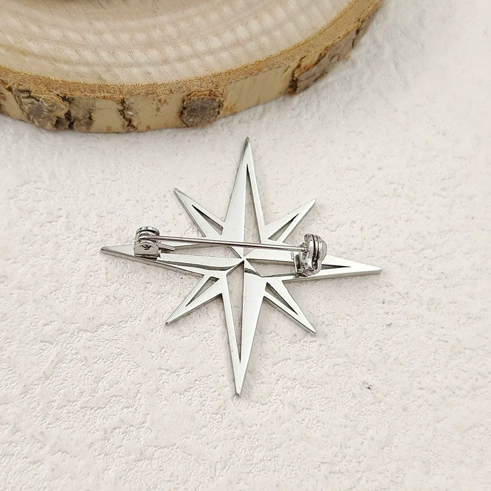 Fashion punk style hollow NATO logo stainless steel gold-plated 18K brooch, black suit accessories, wedding matching set