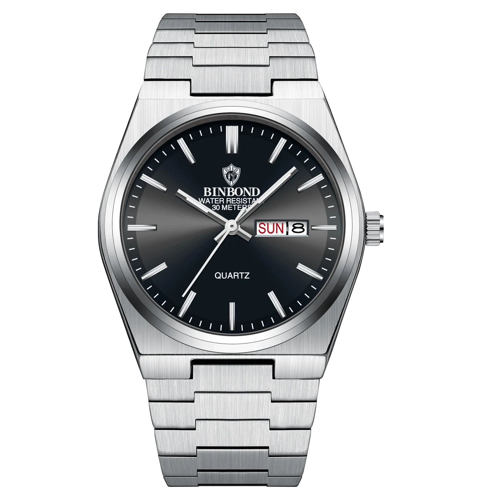 BINBOND Lujoso Reloj de Moda para Hombre, Reloj de Negocios de Alta Gama, Impermeable, Luminoso, con Fecha y Semana, Reloj de Cuarzo de Acero Inoxidable para Hombre