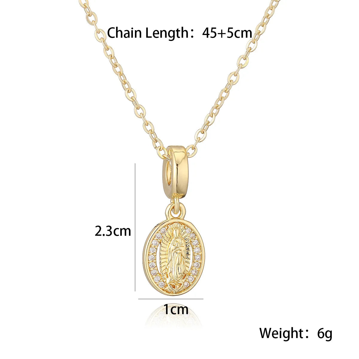 NEWBUY Trendy Gold Color Shiny AAA CZ Zircon Virgin Mary Pendant Necklaces For Women Gift