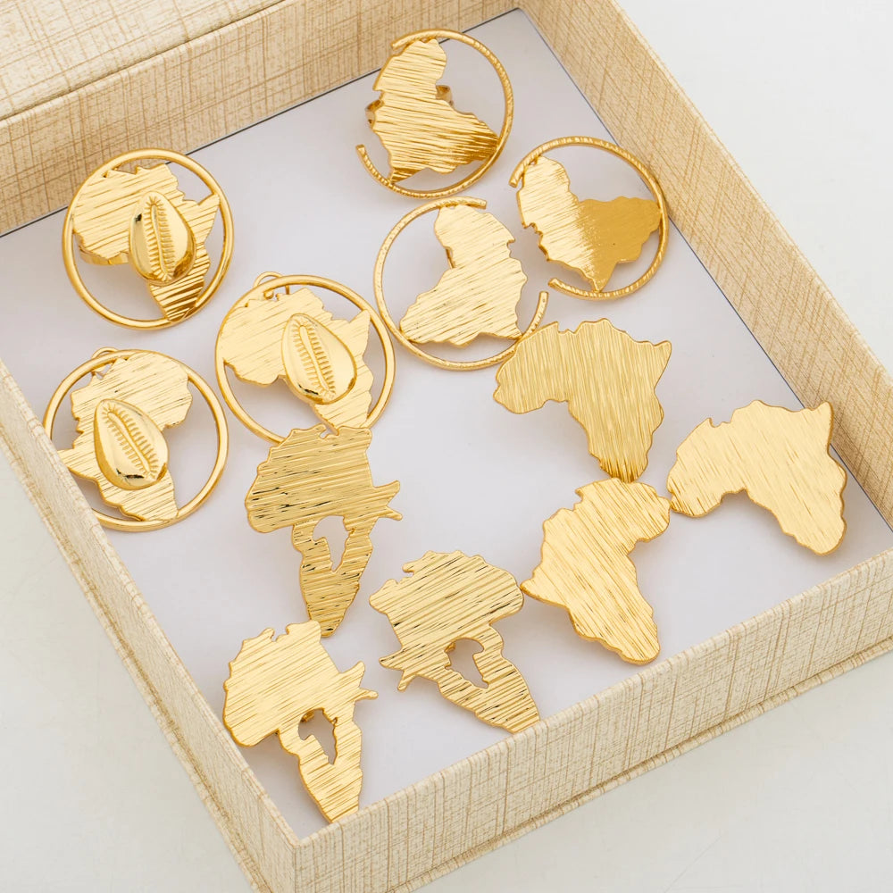 Trendige Ohrringe und Ring Schmuckset mit Geschenkbox, 18k vergoldete Clip-Ohrringe und Fingerring-Set für Party, Verlobung, Braut