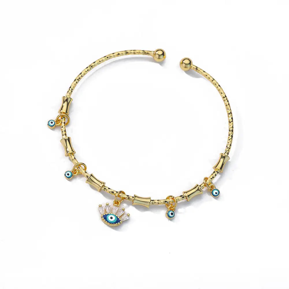 Hand Evil Eye Armband für Damen Edelstahl Zirkon Armreif Sets Türkischer Luxus Party Schmuck pulseras bijoux femme