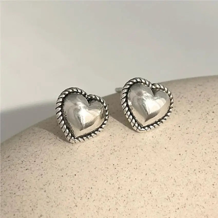 925 Sterling Silber Herz Kleine Ohrstecker für Frauen Hochzeit Luxus Schmuck Accessoires Großhandel 2024 Trend Schmuck
