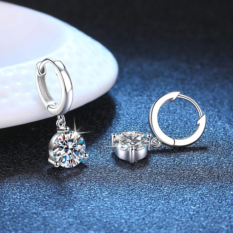 NeeTim 2 Karat Moissanit Ohrringe 100% S925 Sterling Silber Original Tropfenohrringe Hochzeit Braut Schmuck mit Zertifikat für Damen