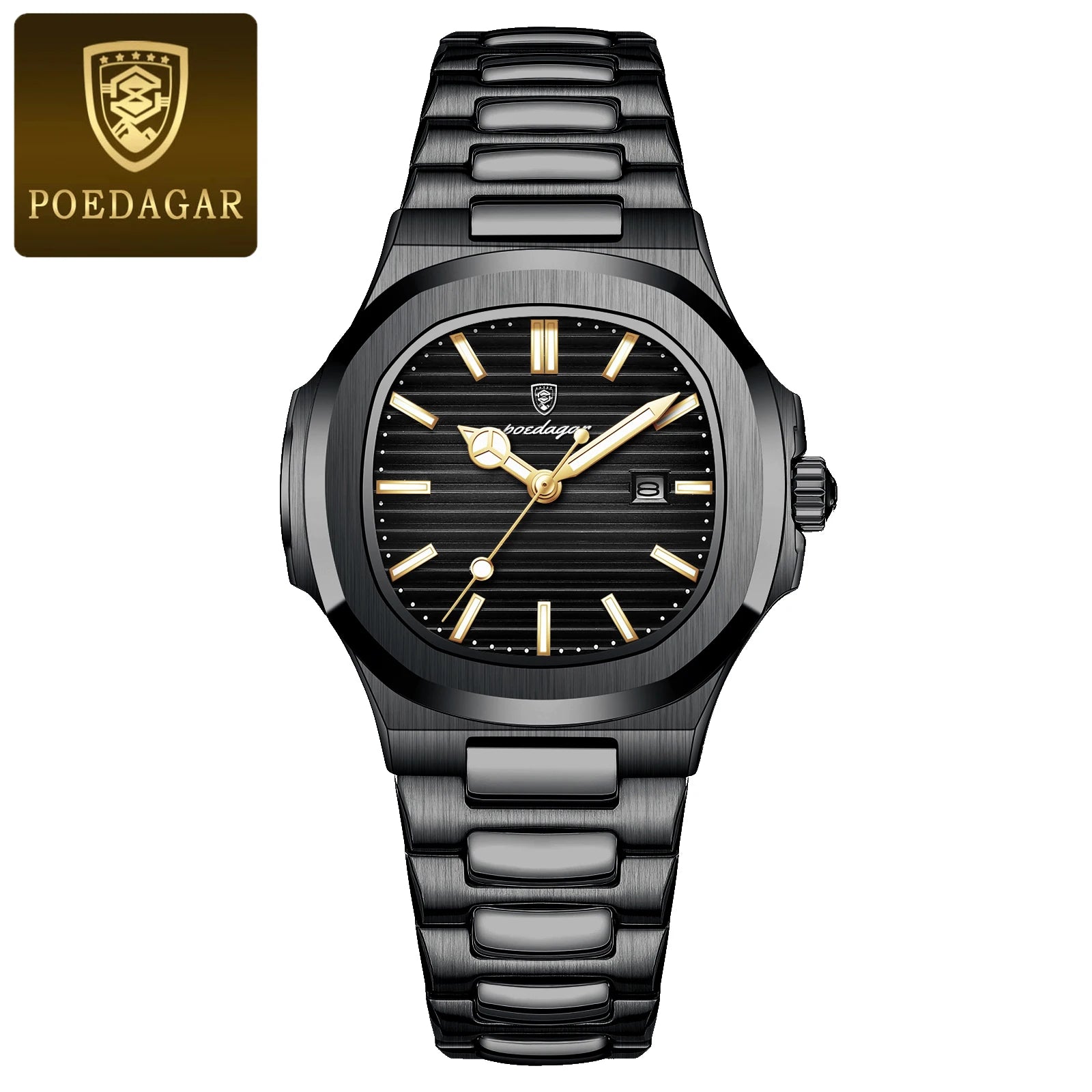 POEDAGAR Elegantes relojes de cuarzo para mujer, impermeables, luminosos, con fecha, reloj de pulsera para mujer, reloj de moda de acero inoxidable para mujer, Reloj