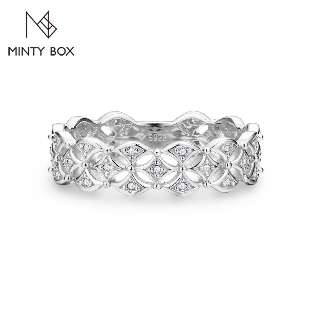 MINTYBOX Reiner S925 Silber D-Farbe Diamant Moissanit Ring für Frauen mit Zertifikat Vintage Spitze Verlobungsringe Feiner Schmuck