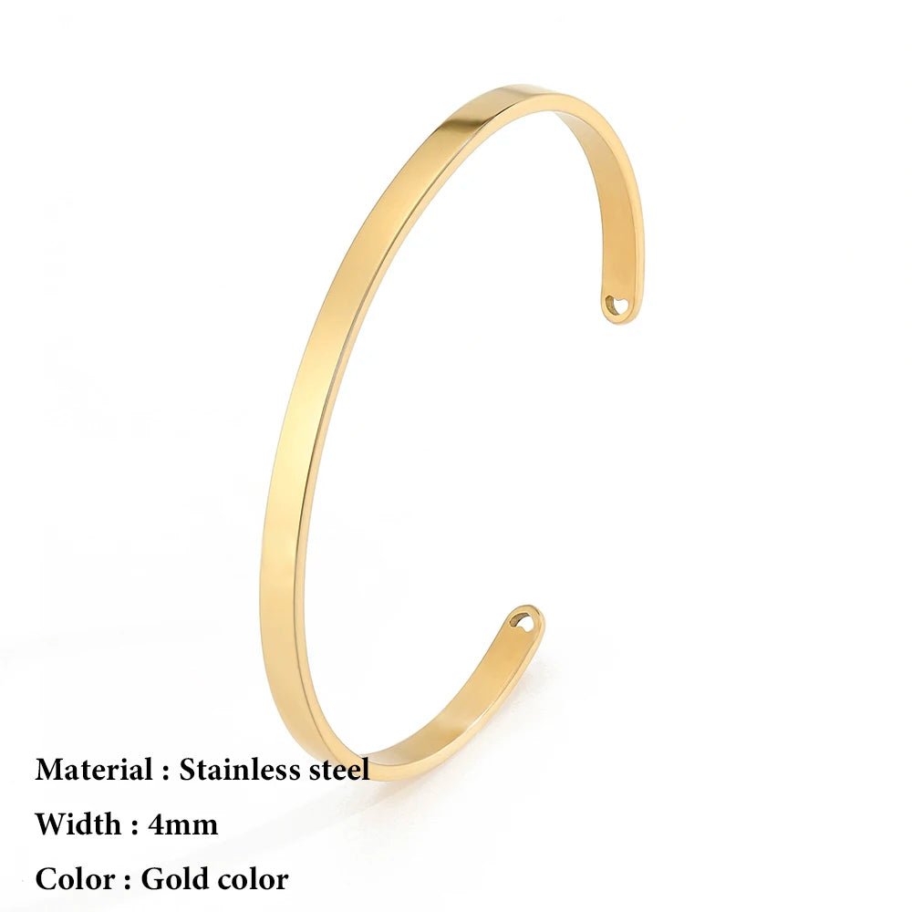 SUNIBI 4mm 6mm Edelstahl Manschette Goldfarben Armreif für Frauen Schmuck Geschenke Großhandel Dropshipping