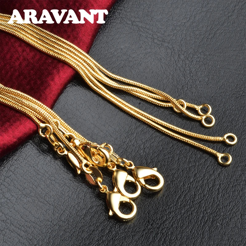 Aravant Collar de cadena de serpiente de plata de ley 925 y oro de 18 quilates de 1 mm y 45-75 cm para mujer, joyería de moda para fiestas y bodas