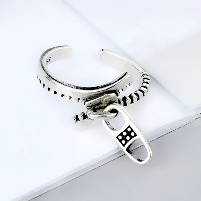 925er Sterlingsilber Geometrie Reißverschluss Verlobungsringe für Damen Frauen Luxus Designer Schmuck Accessoires