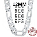 Halskette aus massivem 925er Sterlingsilber für Herren, klassische 12-mm-Cuban-Kette, 18–30 Zoll, Anhänger, hochwertiger Modeschmuck, Hochzeit