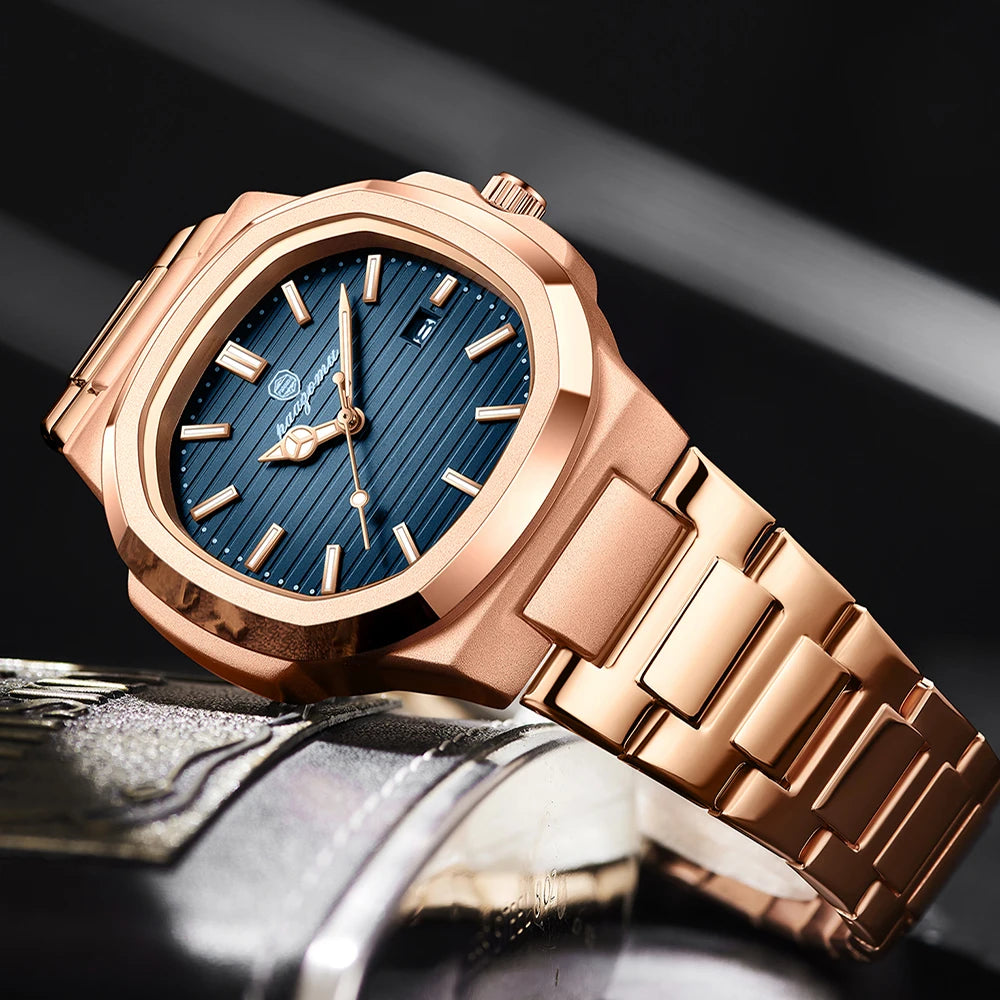 2026 Nuevo para hombres Marca de moda Reloj masculino Impermeable Luminoso Relojes de acero inoxidable Fecha Semana Informal Cuarzo Reloj de hombre Reloj