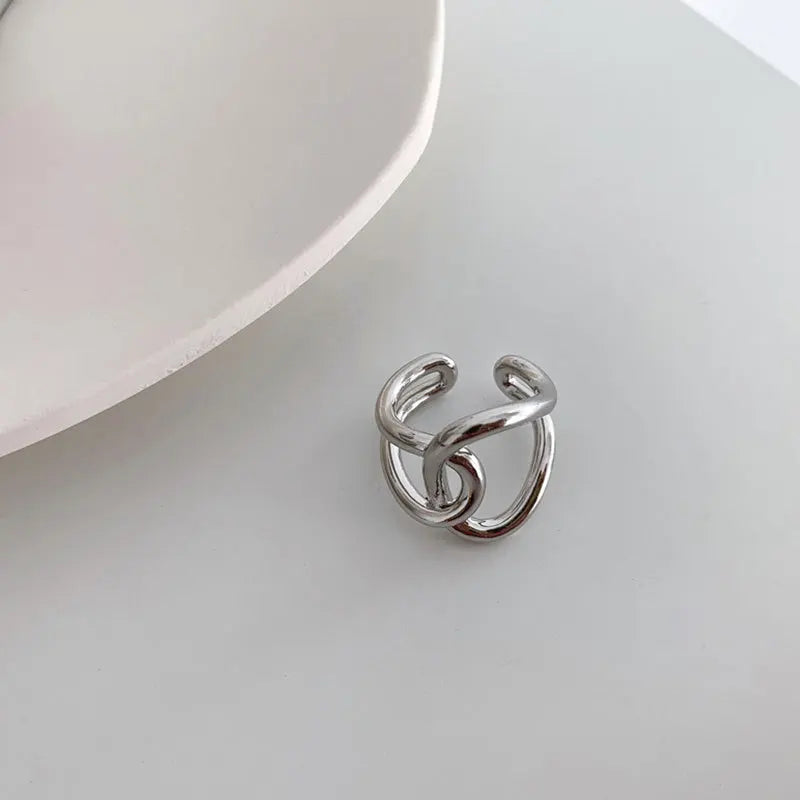 VENTFILLE Anillo de plata de ley 925 con diseño de gotas de agua irregulares, estilo retro simple, hecho a mano, para mujer