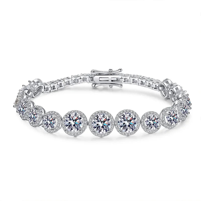NeeTim D Color Moissanit Tennisarmband 925 Sterling Silber mit Weißgold vergoldet Glänzende Armbänder Kette für Frauen Großhandel