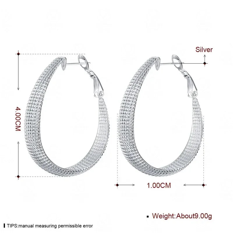 Neue 925 Sterling Silber Creolen für Damen, Hochzeitsgeschenk, Feiner Europäischer Schmuck, Weihnachtsgeschenk, Verlobungsfeier