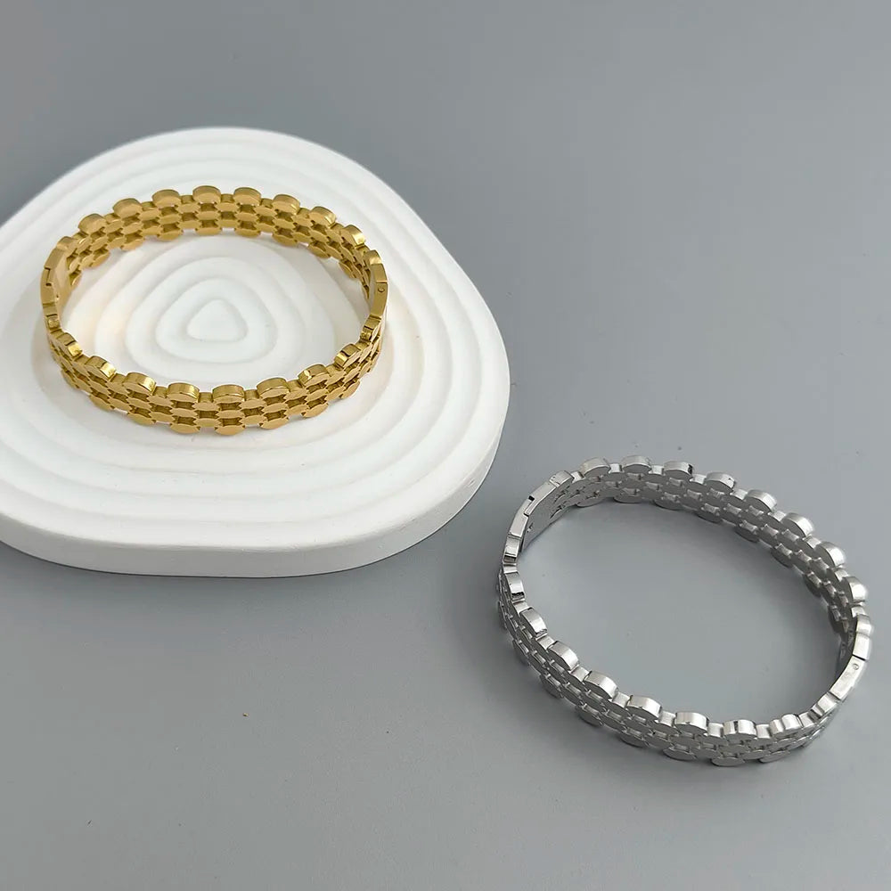 Neues Armband aus goldbeschichtetem Edelstahl mit Wabenhohlmuster, hochwertiges wasserdichtes Silberarmband, Paarschmuck