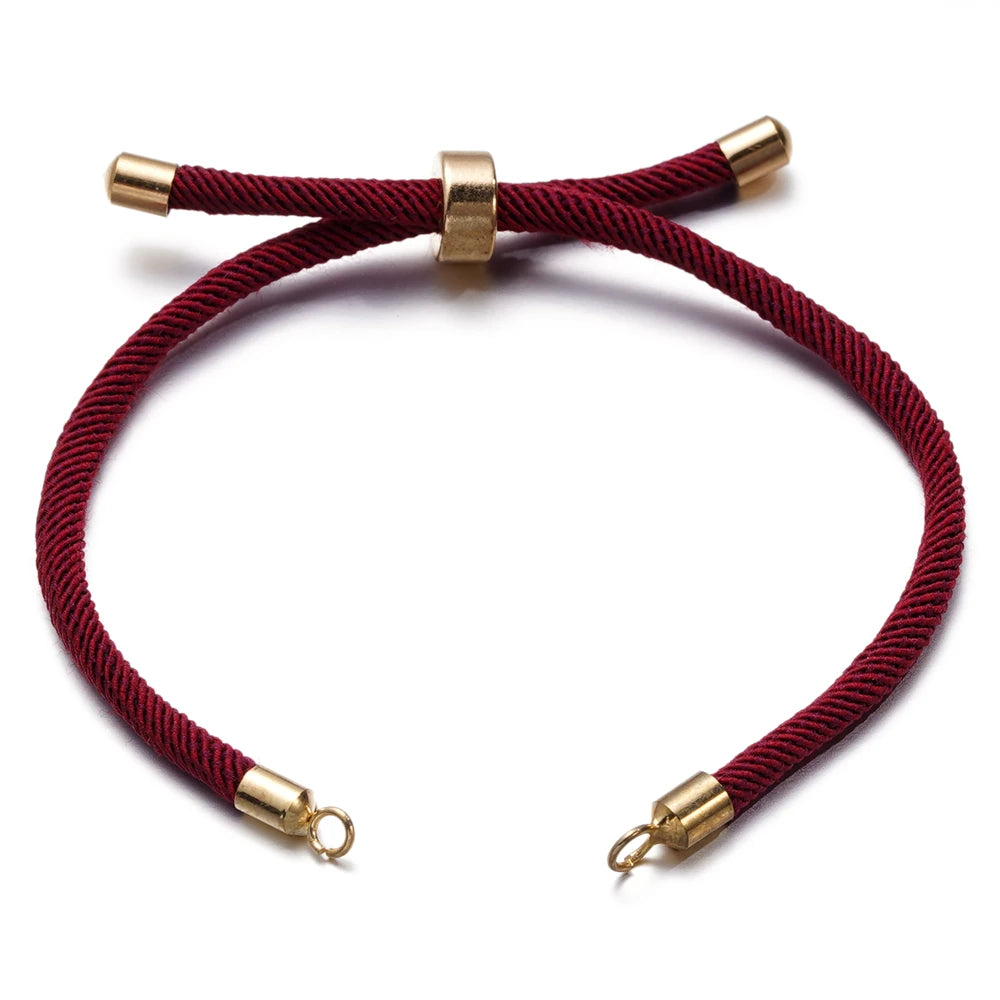 1 Stück Verstellbare Nylon Geflochtene Kordeln Schieber Freundschaftsarmbänder mit Messingkordelende für Schmuckherstellung DIY Zubehör
