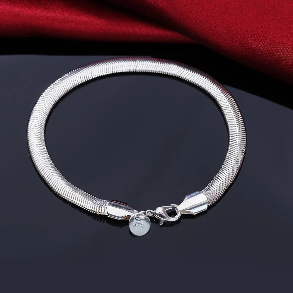 20,32 cm 18K Goldarmband 5MM seitliches Kettenarmband für Frauen Männer Mode Hochzeit Verlobung 925 Sterlingsilber Schmuck Geschenke