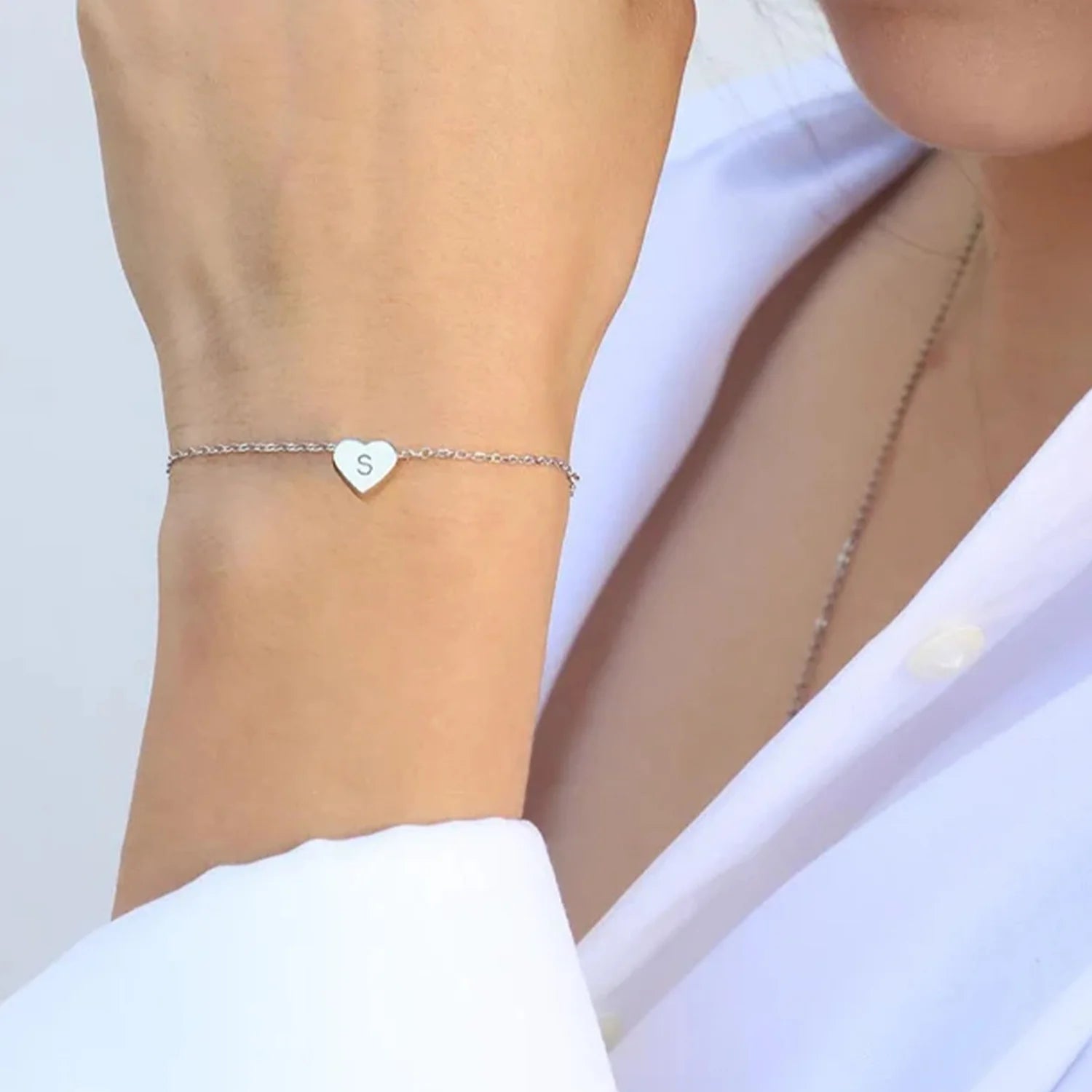 SUNIBI Herz-Anfangsbuchstaben 26 Buchstaben Armband für Frauen DIY Einfach Edelstahl Verstellbare Armbänder Schmuck Großhandel Dropshipping