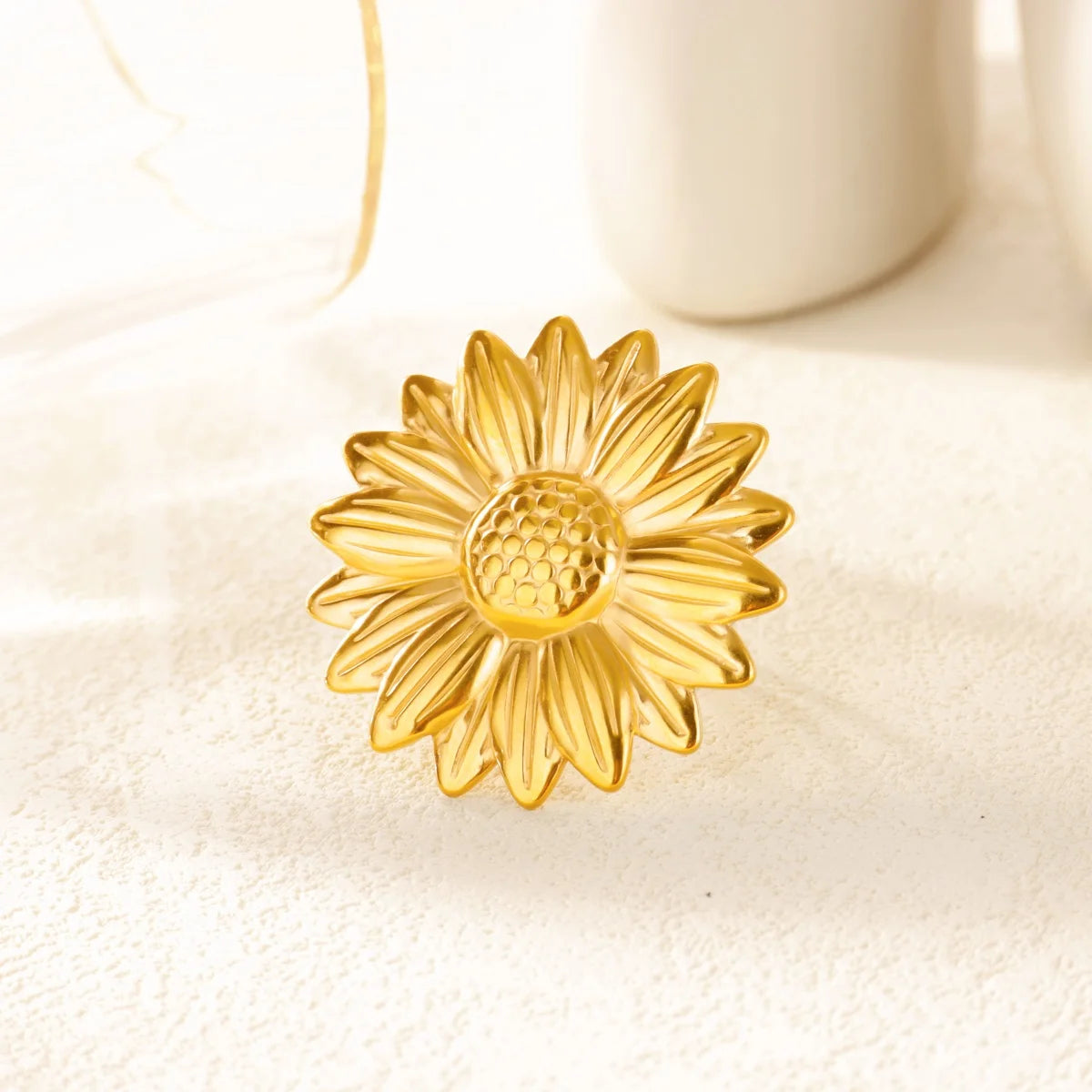 Edelstahl Gold Farbe Blumenringe für Frauen Mode Geometrischer Öffnungs-verstellbarer Fingerring Vintage Schmuck Geschenke