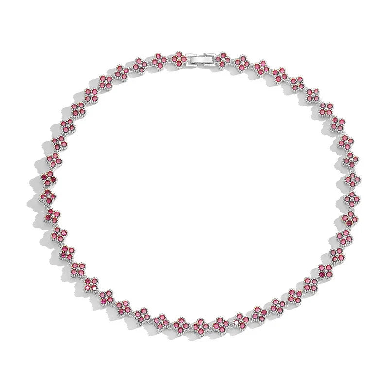 HECHENG, AAAAA Messing 18K vergoldete Blumenhalskette Armband Schmuckset, als Weihnachtsgeschenk für Frauen und die beste Freundin
