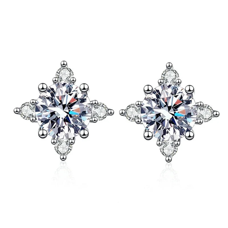 NeeTim 1 Karat 6,5mm D Farbe Moissanit Ohrringe 925 Sterling Silber Weißgold Beschichtet Stecker Ohrring Hochzeit Schmuck für Frauen